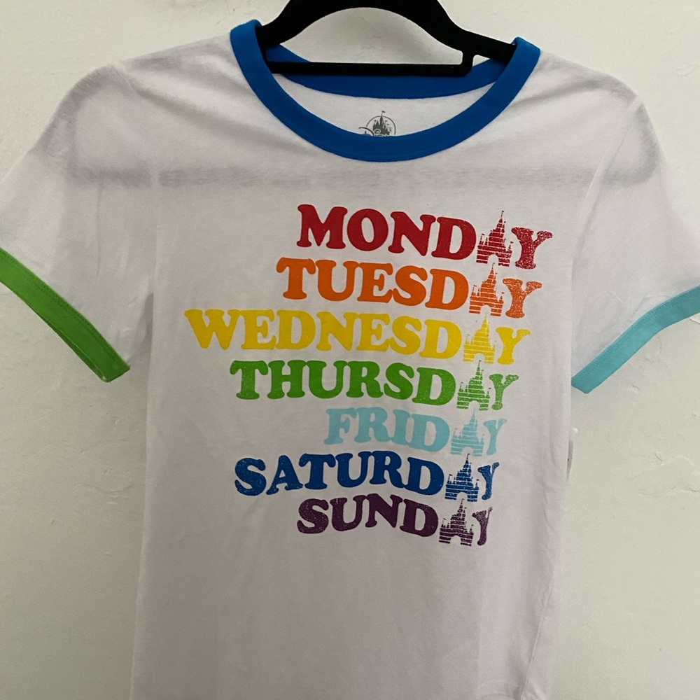 NWT Disney Parks World Days of the Week Tee XS